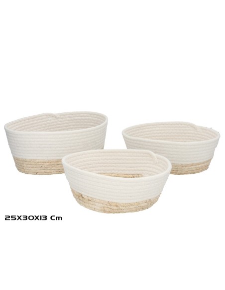 SET 3 CESTAS  LUZ BLANCA 30X25X13