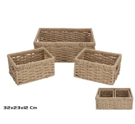 SET 3 CESTAS ALONE MARRON 32X23X12CM
