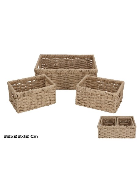 SET 3 CESTAS ALONE MARRON 32X23X12CM