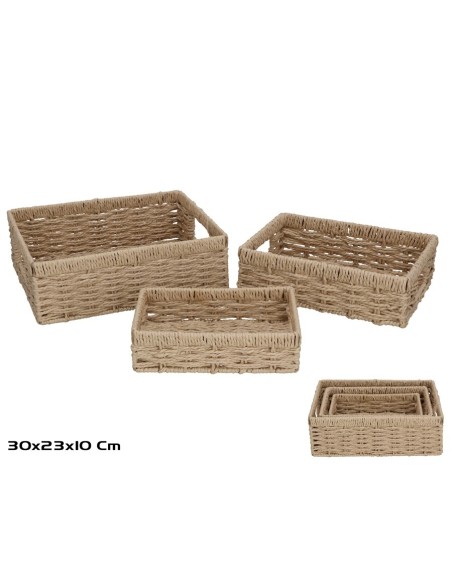 SET 3 CESTAS ALONE MARRON 30X23X10CM