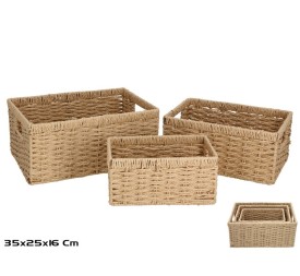 SET 3 CESTAS ALONE MARRON 35X25X16CM