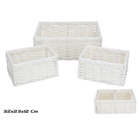 SET 3 CESTAS ALONE BLANCA 32X23X12CM