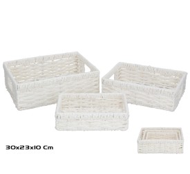 SET 3 CESTAS ALONE BLANCA 30X23X10CM