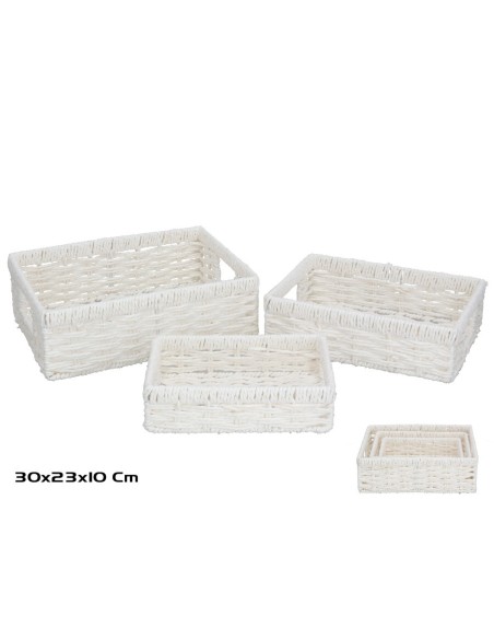 SET 3 CESTAS ALONE BLANCA 30X23X10CM