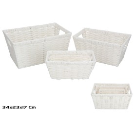 SET 3 CESTAS ALONE BLANCA 34X23X17CM
