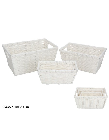 SET 3 CESTAS ALONE BLANCA 34X23X17CM