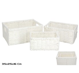 SET 3 CESTAS ALONE BLANCA 35X25X16CM