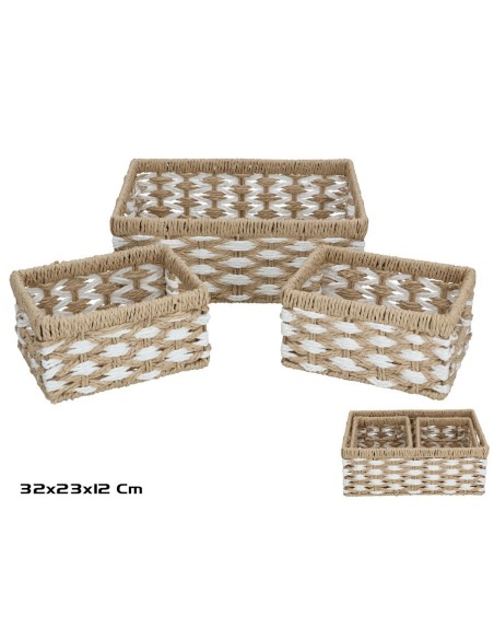 SET 3 CESTAS ALONE MIX 32X23X12CM