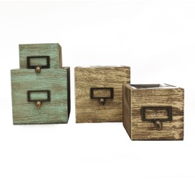 SET 2 CAJON VINTAGE CUADRADO S/2 P 10X10 H10-GR 14X14 H14 2 MIX COL