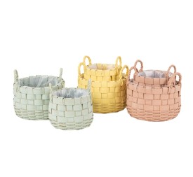 JUEGO 2 CESTOS MADERA REDONDOS 3 MIX COL S D18 H15 - B D24 H16