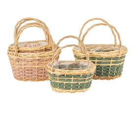 JUEGO 2 CESTAS OVALADAS MADERA 2 MIX COL S 25X16 H12/26 - B 30X20 H16/30