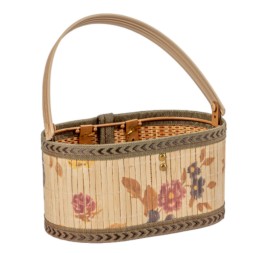 CESTA OVALADA BAMBU FLORAL 19.5X12 H10