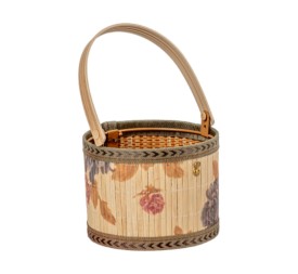 CESTA REDONDA BAMBU FLORAL 14 H10.5