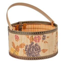 CESTA REDONDA BAMBU FLORAL D.23 H12.5