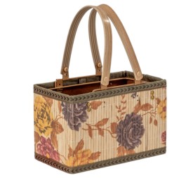CESTA RECTANGULAR BAMBU FLORAL 24X13H15