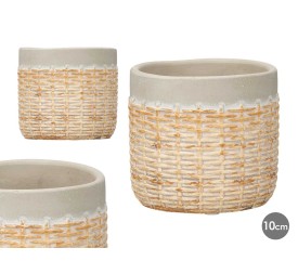 MACETA CEMENTO EFECTO RATAN 10CM GRIS