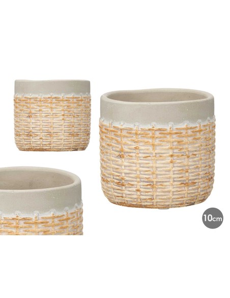 MACETA CEMENTO EFECTO RATAN 10CM GRIS