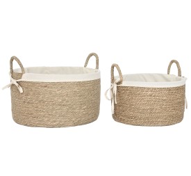 CESTA SET 2 SEAGRASS ALGODON 42X42X32 NATURAL