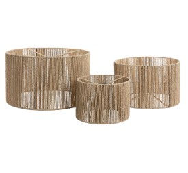 PANTALLA SET 3 FIBRA METAL 52X52X31 NATURAL MARRON
