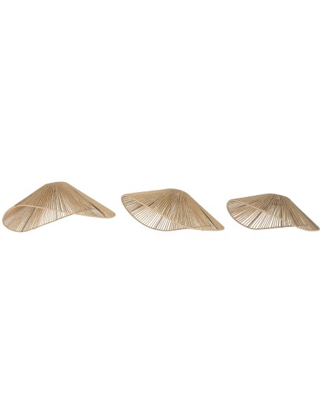 PANTALLA SET 3 FIBRA METAL 80X64X31 NATURAL MARRON