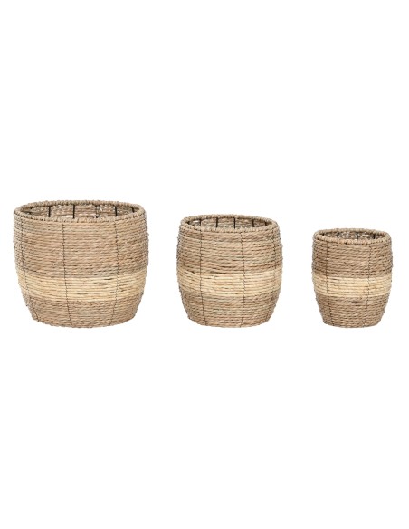 MACETERO SET 3 FIBRA METAL 36X36X31 NATURAL