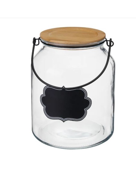 TARRO VIDRIO-BAMBÚ 16 X 16 X 21 CM