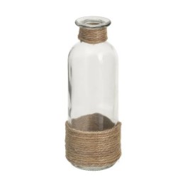 BOTELLA DECORATIVA VIDRIO-YUTE 6,50 X 6,50 X 16 CM