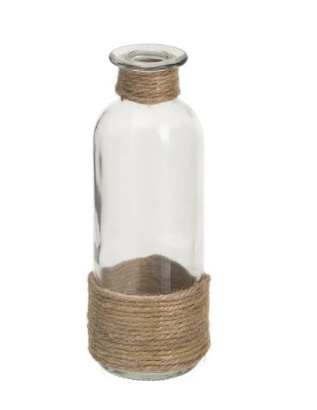 BOTELLA DECORATIVA VIDRIO-YUTE 6,50 X 6,50 X 16 CM