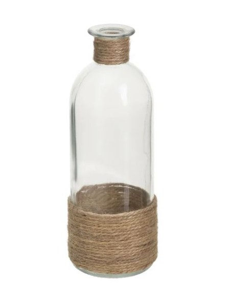 BOTELLA DECORATIVA VIDRIO-YUTE 8 X 8 X 20 CM