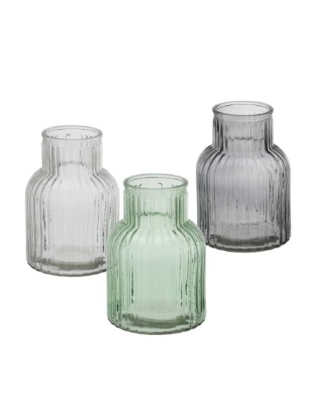 JARRÓN 3/C VIDRIO 14 X 14 X 20 CM