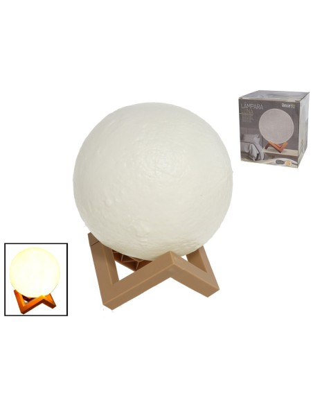 LAMPARA LUNA 15 CM C/PIE A PILAS L/CALID