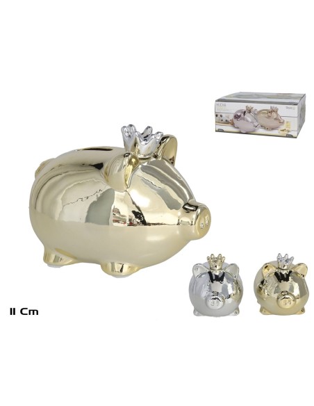 HUCHA CERDITO BRILLO CROWN 11CM 2ST