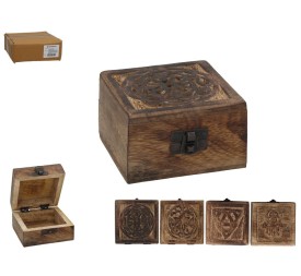 CAJA MADERA DECORADA 10X10X5,8CM 4STD