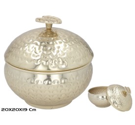 ORGANIZADOR CON TAPA ORO 20X20X19CM