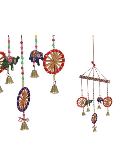 CARRILLON DE VIENTO 3 CAMPANAS Y ELEFANTES 66CM