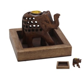 PORTA INCIENSO CONO ELEFANTE CON BANDEJA 7,5CM