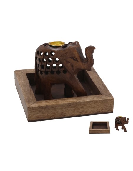 PORTA INCIENSO CONO ELEFANTE CON BANDEJA 7,5CM