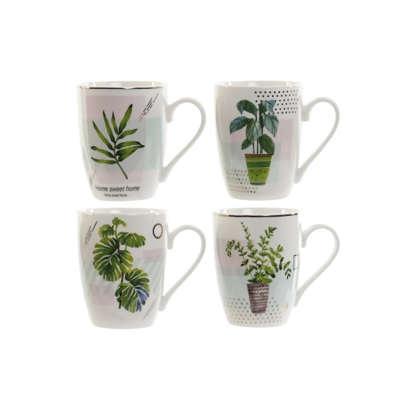 MUG PORCELANA 12,5X9X11 340 HOJAS 4 SURT.