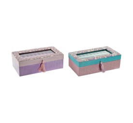 JOYERO ALGODON LENTEJUELAS 24X13X8 BORDADO 2 SURT.