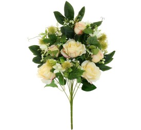 CONJUNTO ROSAS MIXED X 9 -59CM (CREMA)