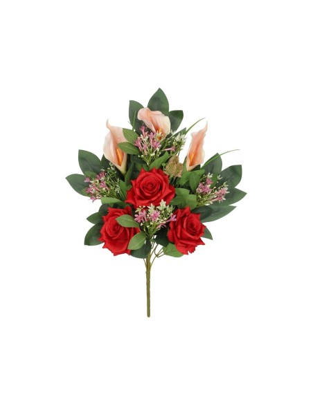 CONJUNTO ROSAS-CALAS X 11 - 56 CM (ROJO)