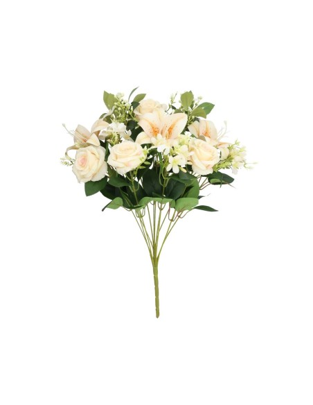 RAMO ROSAS-LILY X 12 - 53 CM (CREMA)