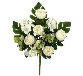 R.U/C. ROSAS/HORTENSIAS X11 CREMA 49cm