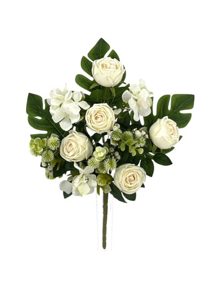 R.U/C. ROSAS/HORTENSIAS X11 CREMA 49cm