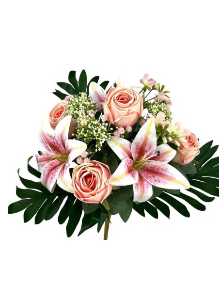 R. PEONIAS/LILY X12 TACT.NAT. SALMÓN 50cm