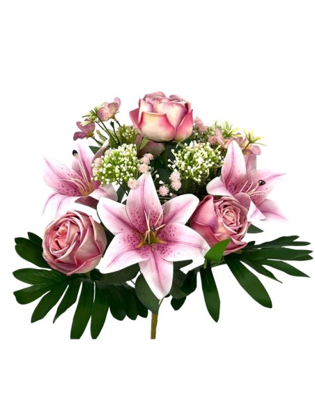 R. PEONIAS/LILY X12 TACT.NAT. ROSA 50cm