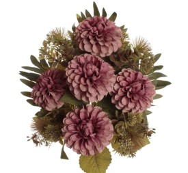 Mayorista Ramo Encarado Zinnia Dry Burdeos Decoración Santos | Mundo Flor
