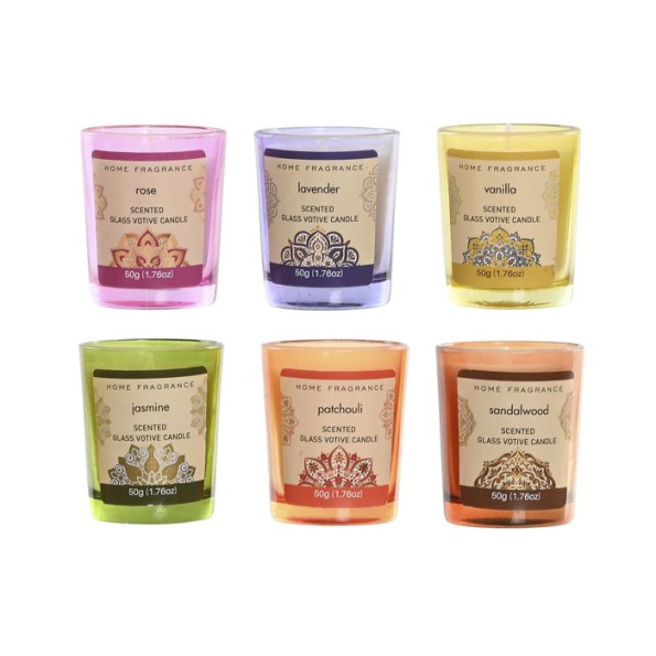 VELA SET 3 CERA 5X5X6 50 GR. MANDALA 2 SURT.