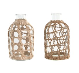 JARRON CRISTAL FIBRA 11X11X20 1 L. NATURAL 2 SURT.