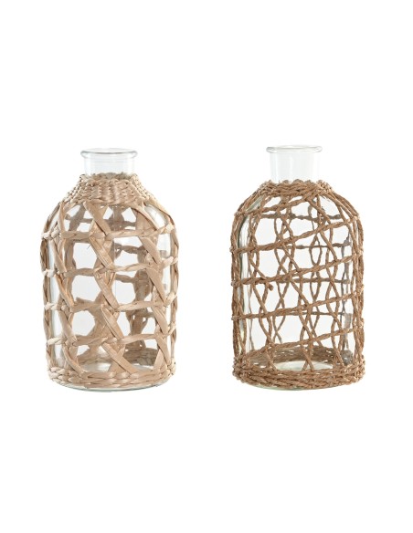 JARRON CRISTAL FIBRA 11X11X20 1 L. NATURAL 2 SURT.